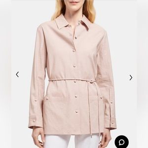 Theory Belted Shirt Jacket in Linen Blend Melange Sz XS